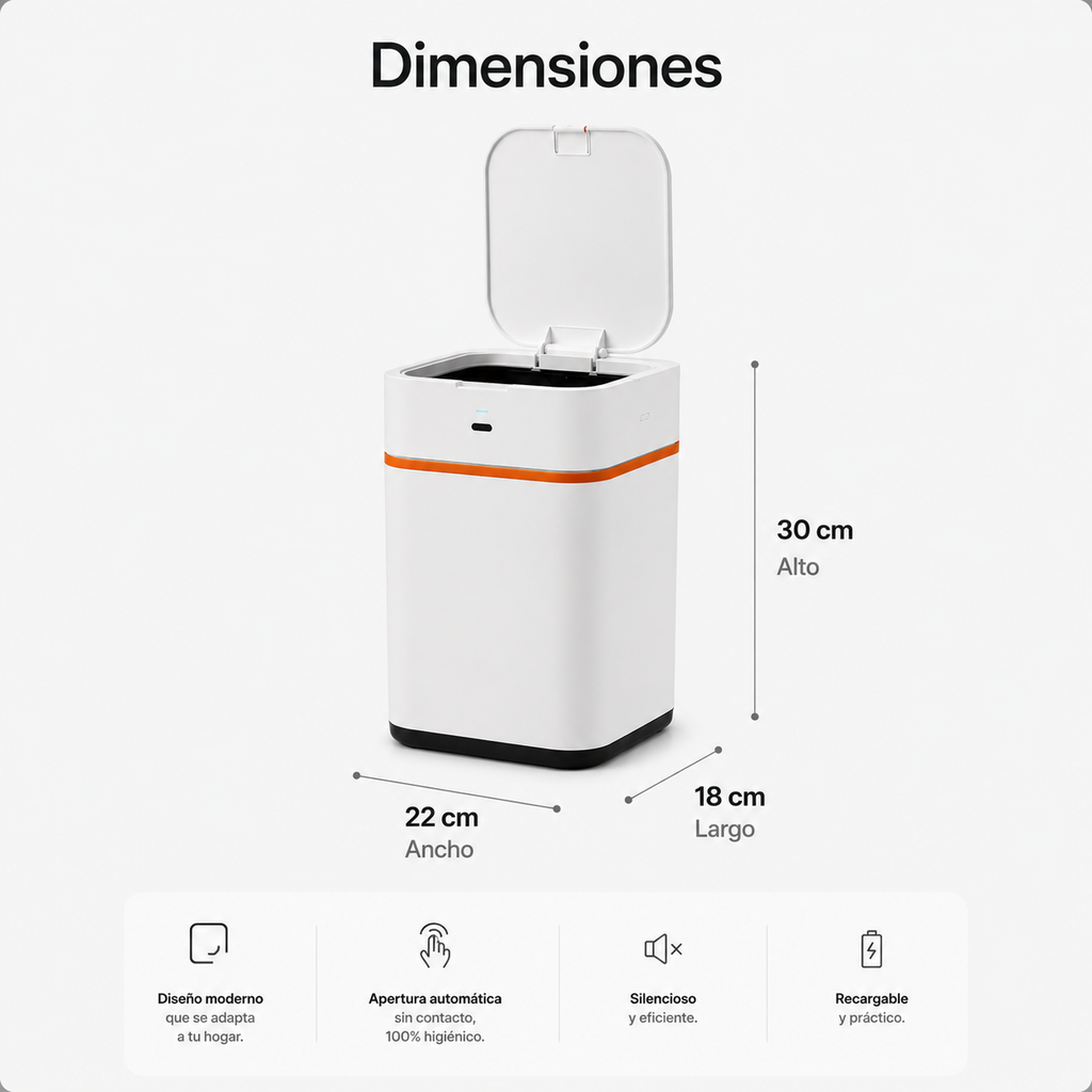 Cesto de basura smart con apertura automatica. Basta de malos olores , mas higiene, mas comodidad.