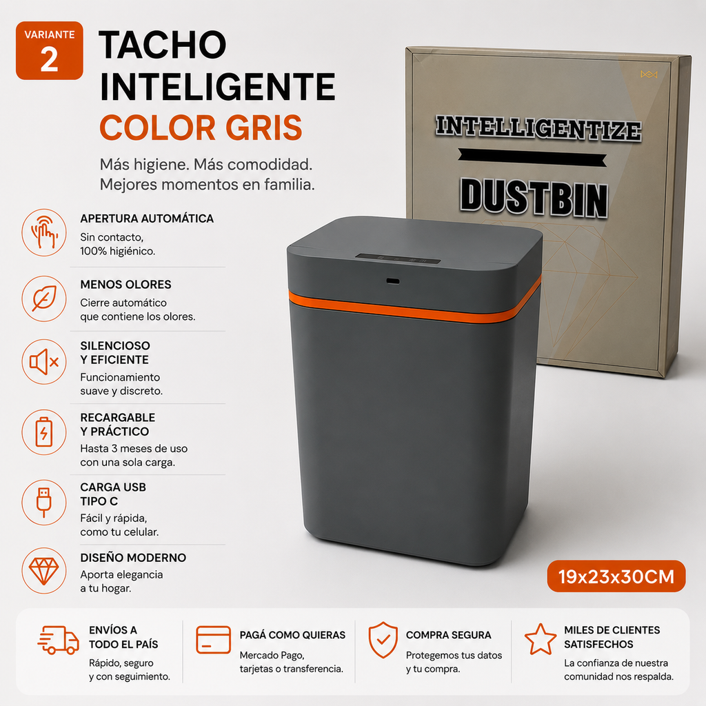 Cesto de basura smart con apertura automatica. Basta de malos olores , mas higiene, mas comodidad.
