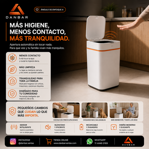Cesto de basura smart con apertura automatica. Basta de malos olores , mas higiene, mas comodidad.