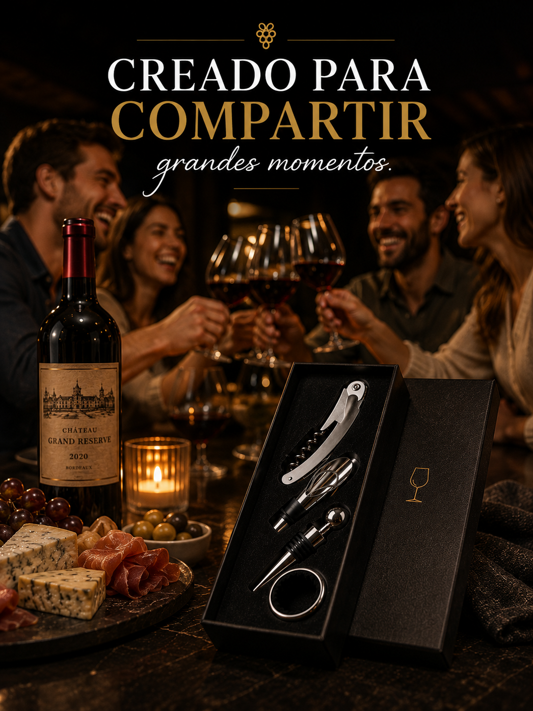 Set de accesorios para vino x 4 piezas