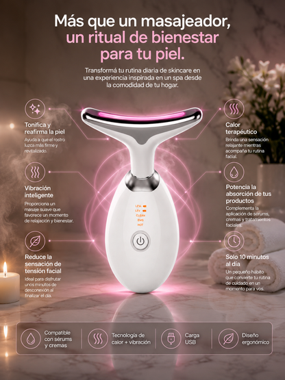 Masajeador Facial 4 en 1, Luce una piel más firme y radiante desde casa.