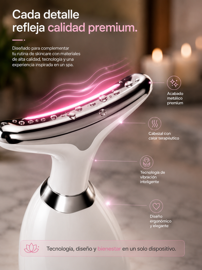 Masajeador Facial 4 en 1, Luce una piel más firme y radiante desde casa.