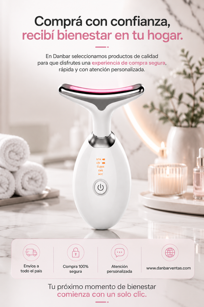 Masajeador Facial 4 en 1, Luce una piel más firme y radiante desde casa.