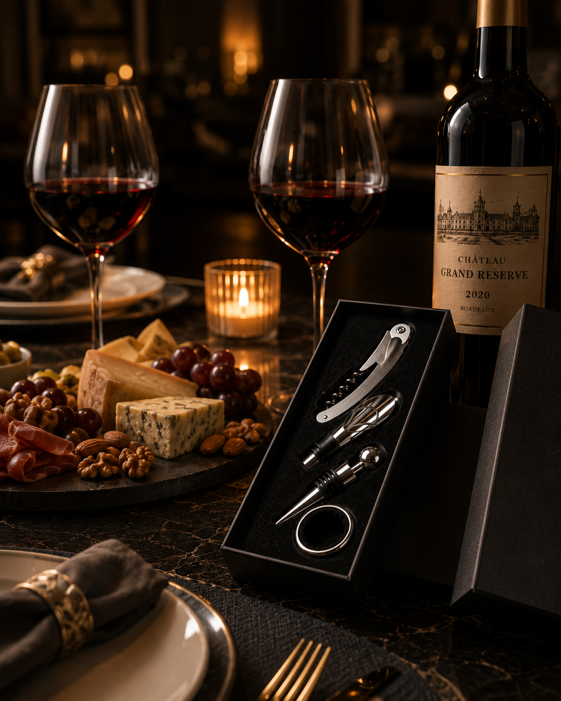 Set de accesorios para vino x 4 piezas