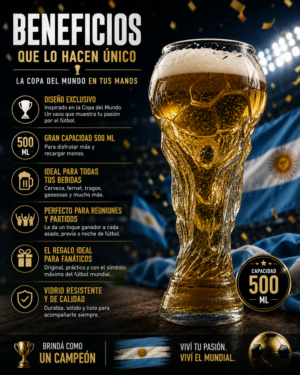 Vaso de la copa del mundo 500ml