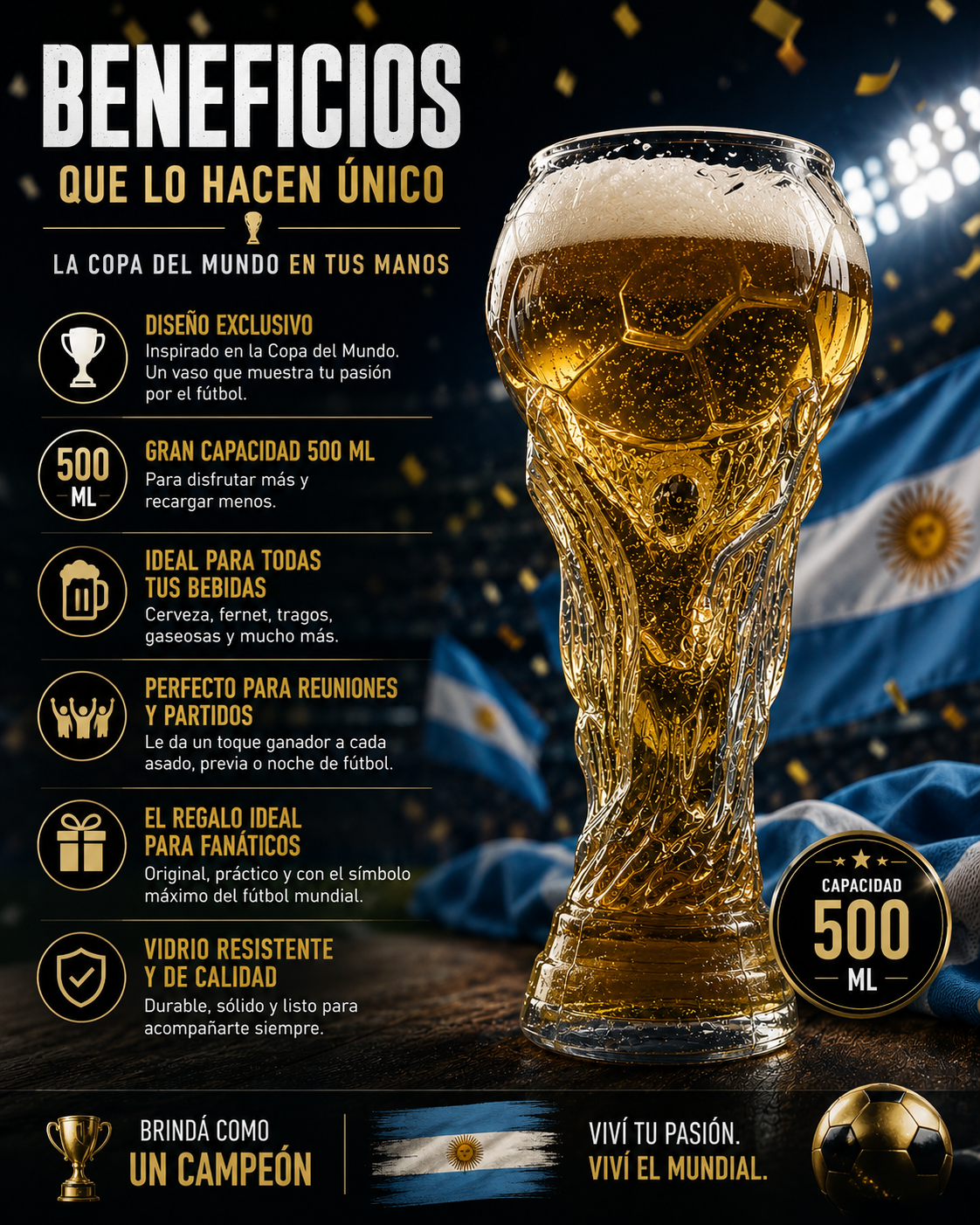 Vaso de la copa del mundo 500ml