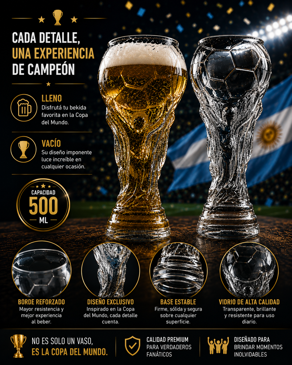 Vaso de la copa del mundo 500ml
