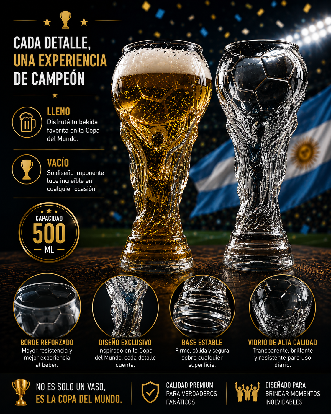 Vaso de la copa del mundo 500ml