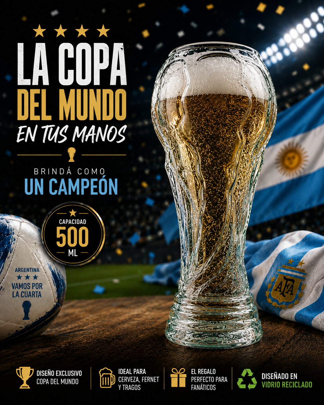 Vaso de la copa del mundo 500ml