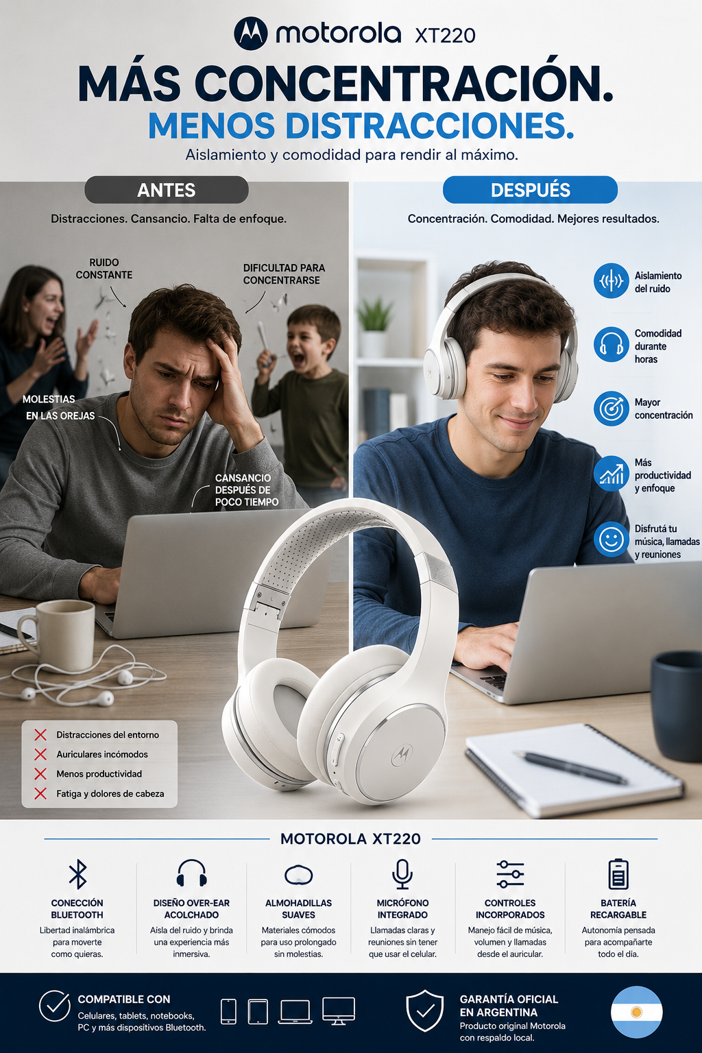 Auricular Motorola XT 220 Originales, calidad y potencia unica.