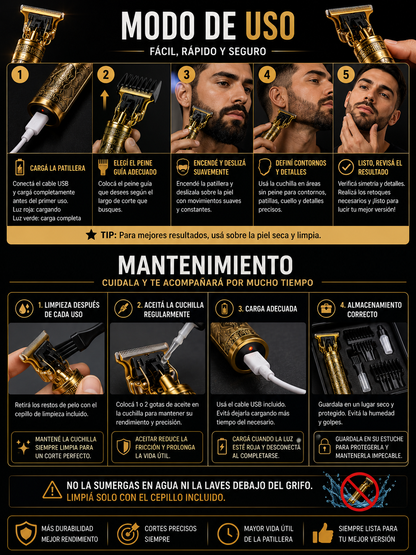 Patillera vintaje T9, tu mejor version siempre.