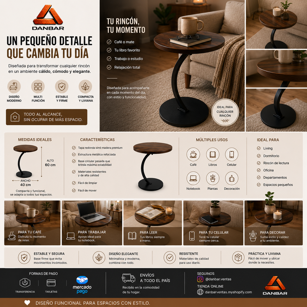 Mesa ratona auxiliar de arrime