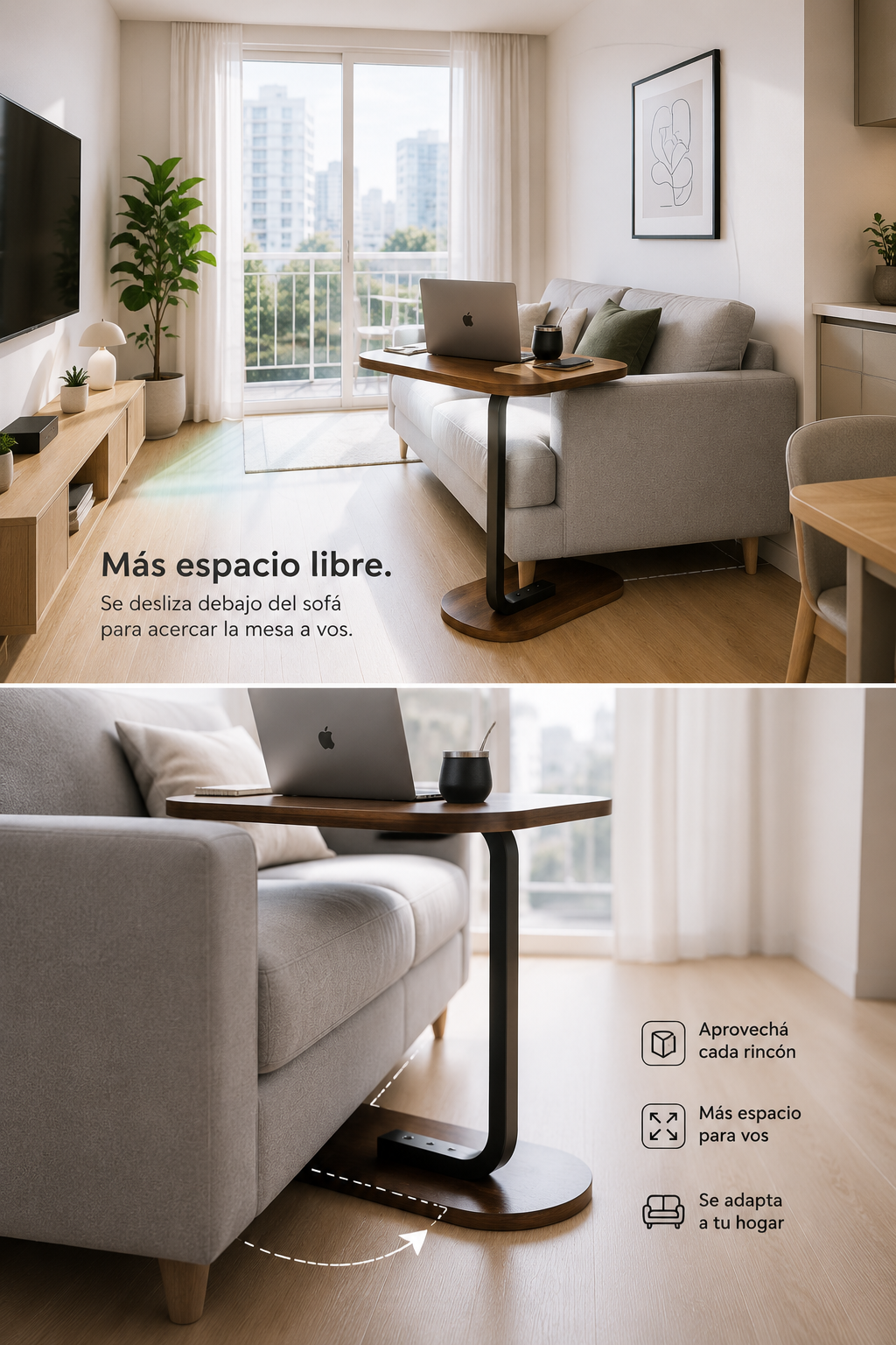 Mesa auxiliar de arrime ovalada