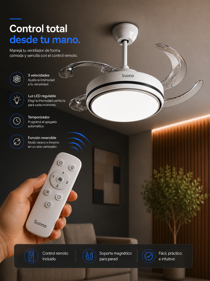 Ventilador Retractil Suono, confort y diseño.