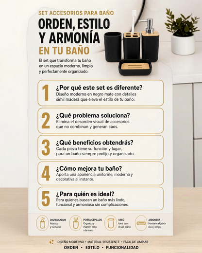 Set de accesorios de baño x 4 piezas
