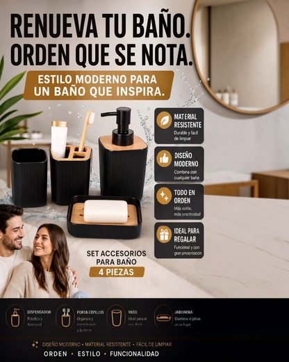 Set de accesorios de baño x 4 piezas