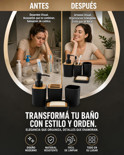 Set de accesorios de baño x 4 piezas
