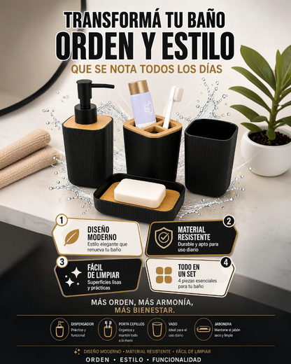 Set de accesorios de baño x 4 piezas