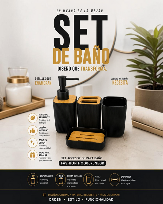 Set de accesorios de baño x 4 piezas
