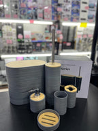 Set de accesorios para el baño x 6 piezas Gris/Bambu