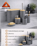 Set de accesorios para el baño x 6 piezas Gris/Bambu