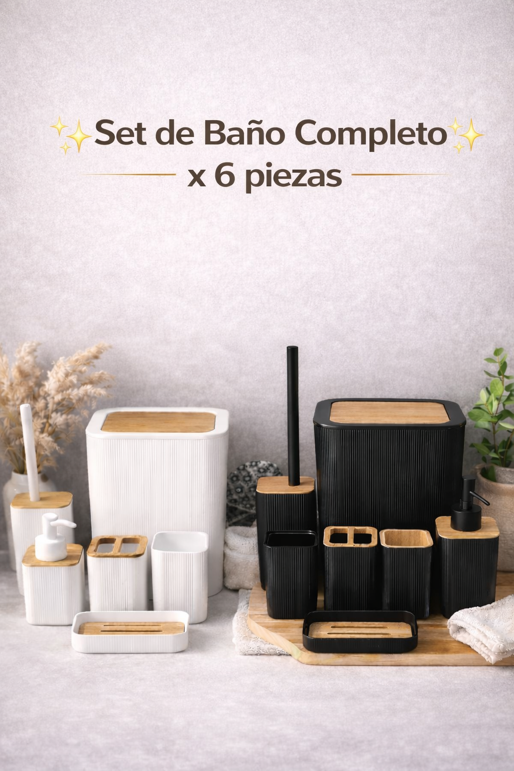 Set de accesorios de baño x 6 piezas