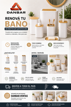 Bathroom Set - Set Baño 6 Piezas Blanco/bambú