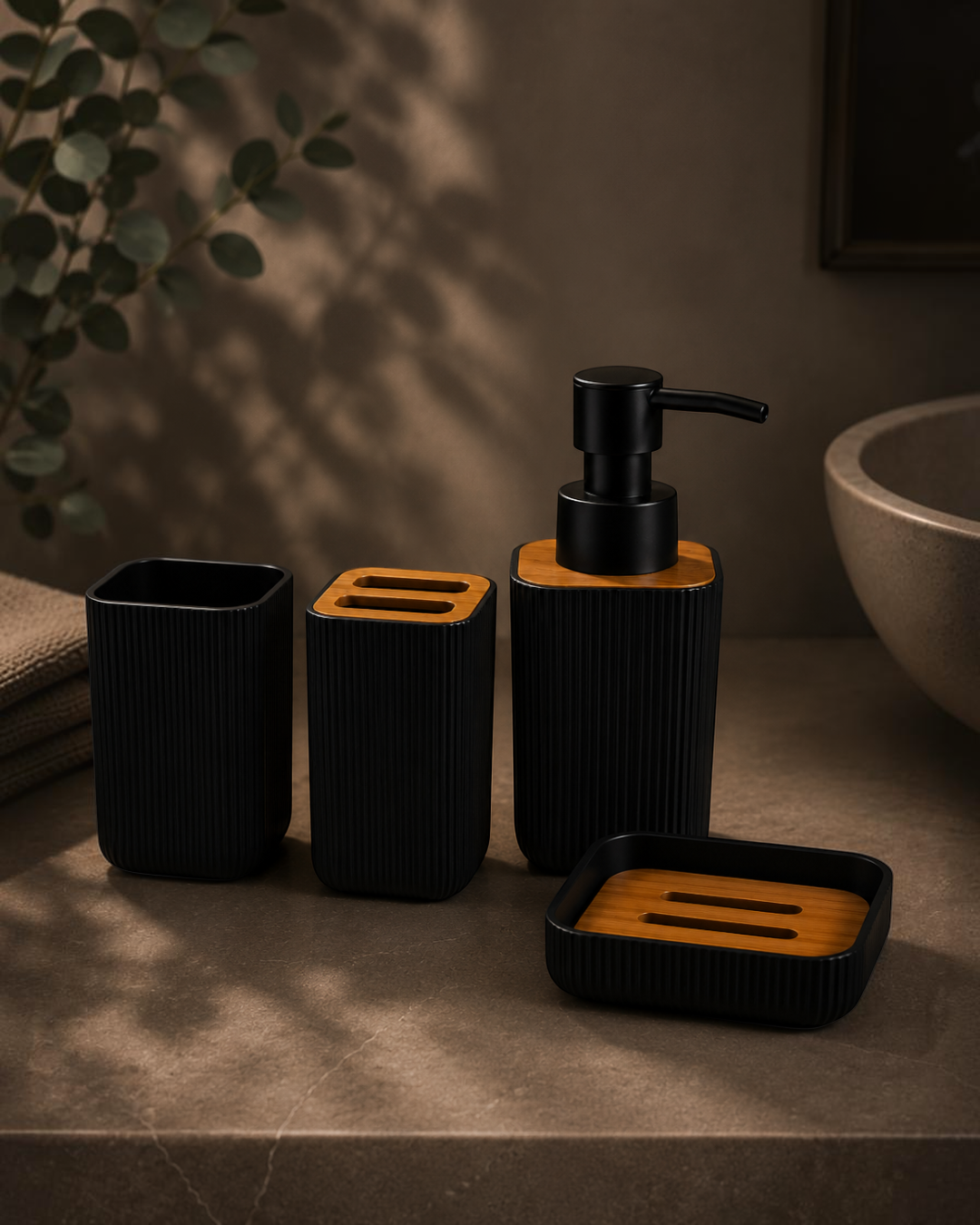 Set de accesorios de baño x 4 piezas