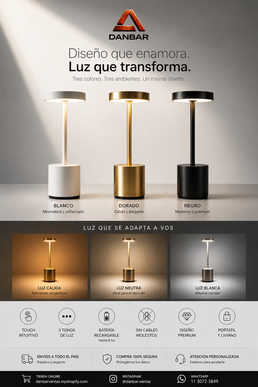 Dale ese toque premium que necesitas a tus ambientes o negocio con el Velador Touch