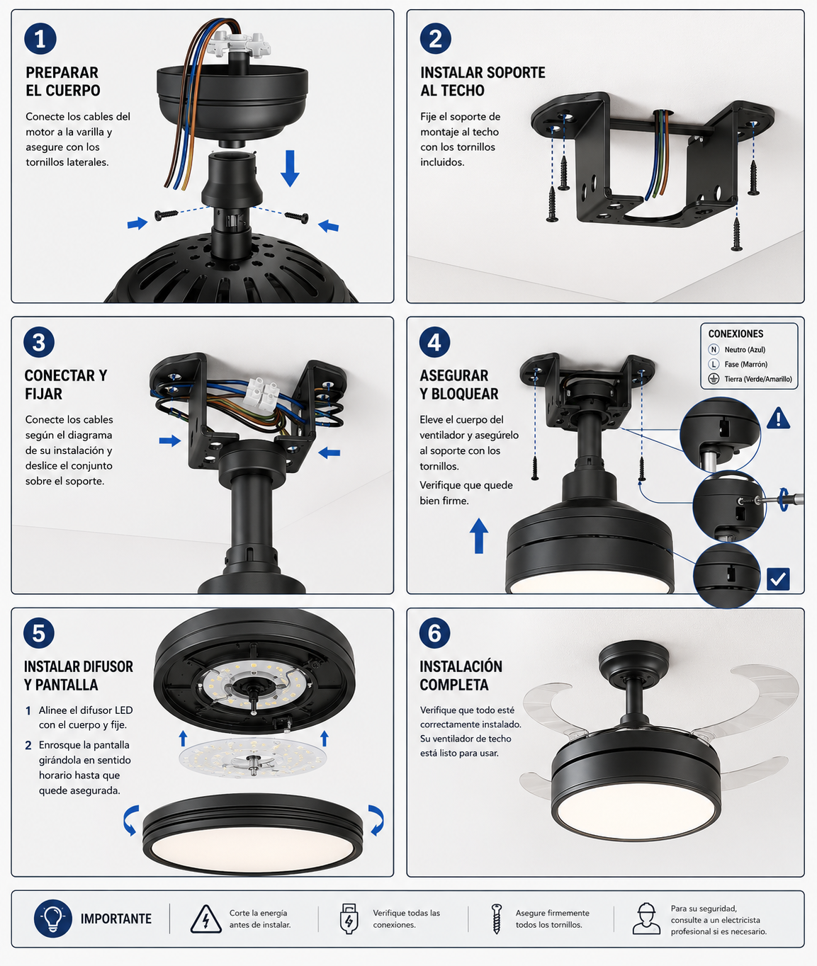 Ventilador retractil 4 aspas. Diseño y Tecnologia en un solo producto.